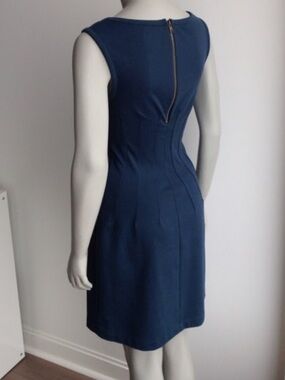 Anthropologie Midnight Blue Shift Dress with Exposed Gold Zipper